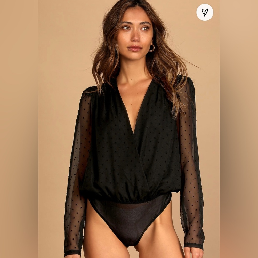 Dainty Dots Black Swiss Dot Long Sleeve Bodysuit
